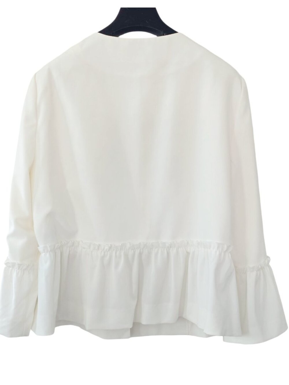 Tahari NWT Marshmellow Peplum Blazer Size 16 Bell Sleeve Open Front Summer - Picture 3 of 6